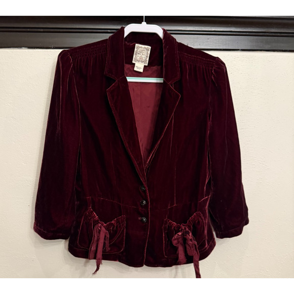 Vtg womens Polo Ralph Lauren Velvet Blazer Christmas Victorian Goth Sz L - Picture 1 of 10